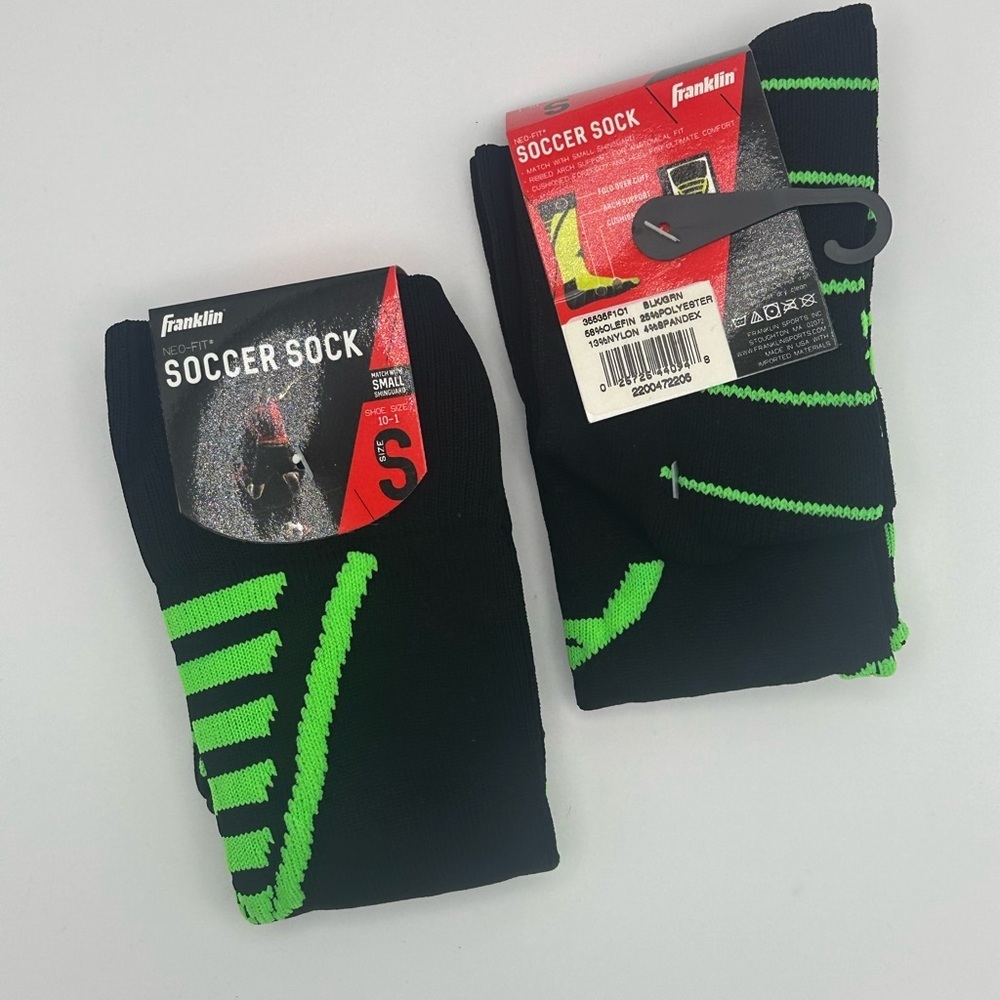 FRANKLIN Green and Black Soccer Socks, Size Small, NWT